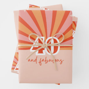 Hoja De Papel De Regalo 40 y un fabuloso y retro durazno brillante