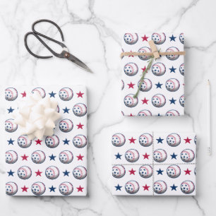 Hoja De Papel De Regalo 4 de julio de Béisbol