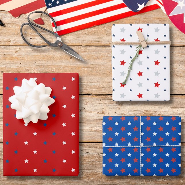 Hoja De Papel De Regalo 4 de julio Estrellas Patrióticas Rojas blancas y a (Subido por el creador)
