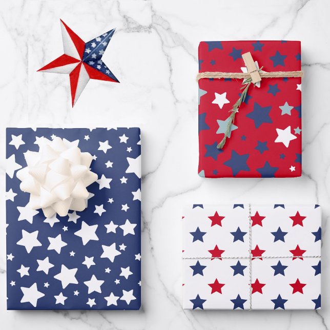 Hoja De Papel De Regalo 4 de julio Estrellas Rojas Blancas 3 (Subido por el creador)