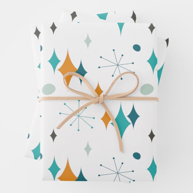 Hoja De Papel De Regalo 50.ª Fiesta de Cumpleaños Retro Mid Century Cualqu (In situ)