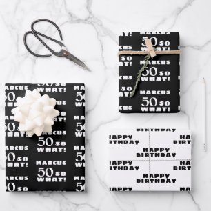 Hoja De Papel De Regalo 50 así que qué gracioso cita tipografía 50 cumplea