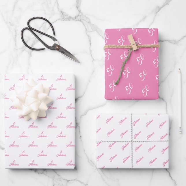 Hoja De Papel De Regalo 50 y fabulosa fiesta de cumpleaños personalizada r (Anverso)