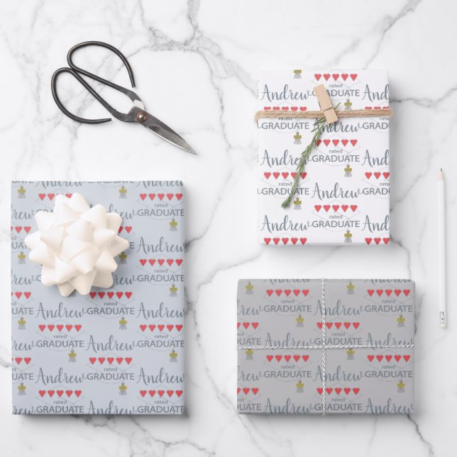 Hoja De Papel De Regalo 5 Graduado De Carácter Cardíaco (Anverso)