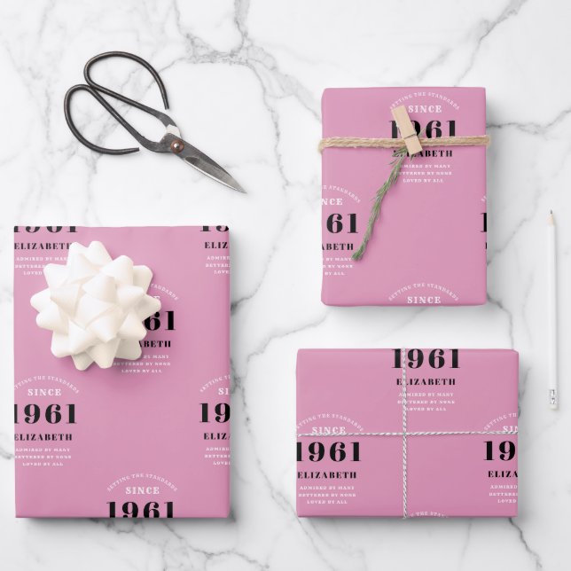 Hoja De Papel De Regalo 60 Aniversario 1961 Personalizado de la Mujer Negr (Anverso)