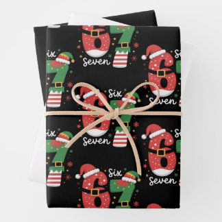 Hoja De Papel De Regalo 67 Meme Six Seven Elfo Gorro de Navidad de Santa