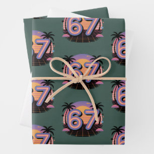 Hoja De Papel De Regalo 6 7 Seis Siete Vaporwave Gen Z Alpha Meme
