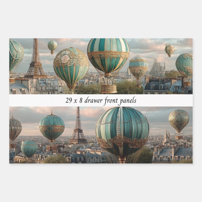 Hoja De Papel De Regalo 6 Paris Hot Air Balloon Wrapping Drawer Panels (Anverso)
