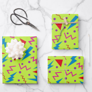 Hoja De Papel De Regalo 80s 90s estilo Memphis geométrico Amarillo 