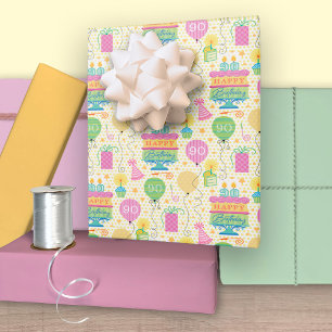 Hoja De Papel De Regalo 90.º Balón de toro de velas por cumpleaños