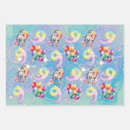 Hoja De Papel De Regalo 9.º regalo de unicornio personalizado