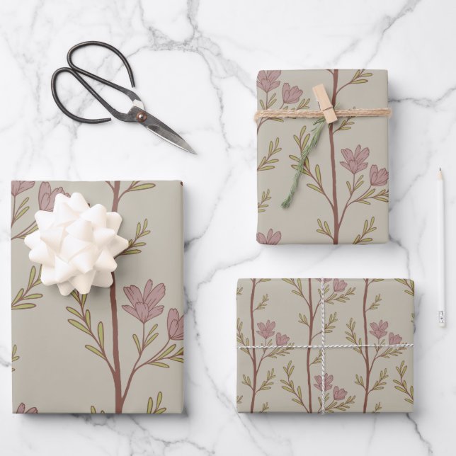 Hoja De Papel De Regalo A Quiet Journey Botanical Silhouettes - warm beige (Anverso)