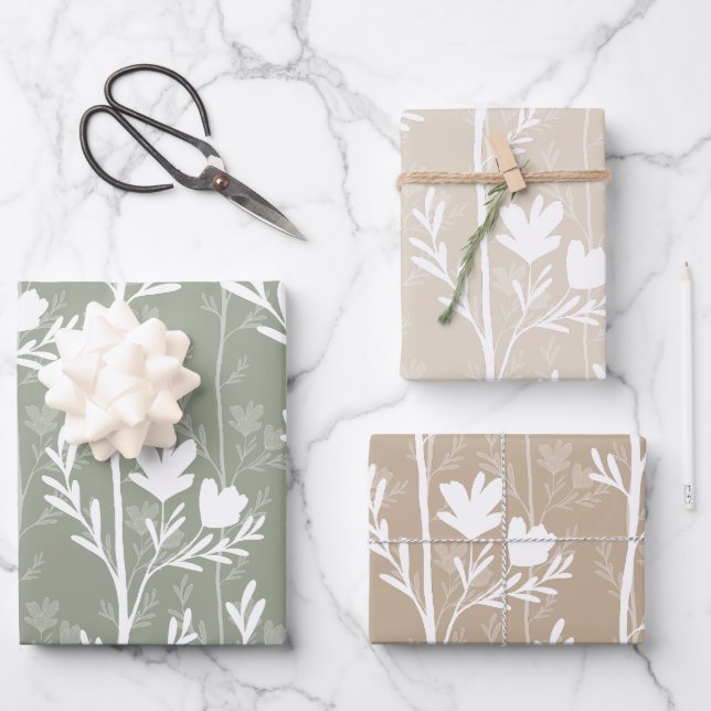 Hoja De Papel De Regalo A Quiet Journey Earthy Soft Botanical Silhouettes (Anverso)
