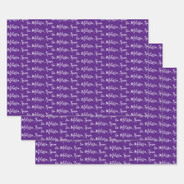 Hoja De Papel De Regalo A su nombre escritura manual moderna púrpura