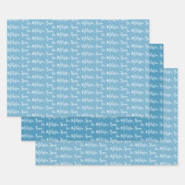 Hoja De Papel De Regalo A su nombre Modern Handwriter Blues de invierno