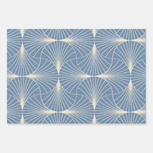 Hoja De Papel De Regalo Abanicos de concha geométricos Art Deco en gris az