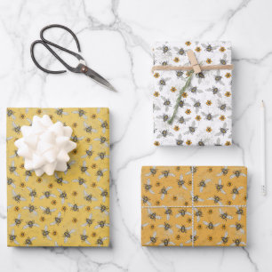 Hoja De Papel De Regalo Abeja de miel negra de moda para primavera y veran