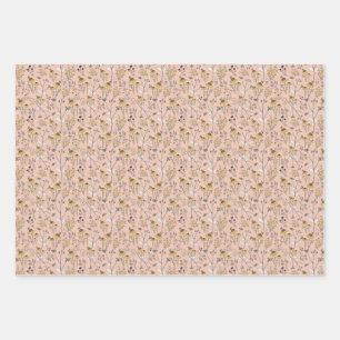 Hoja De Papel De Regalo Abeja floral rosada