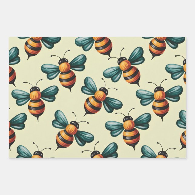Hoja De Papel De Regalo Abeja Ocupada (Anverso)