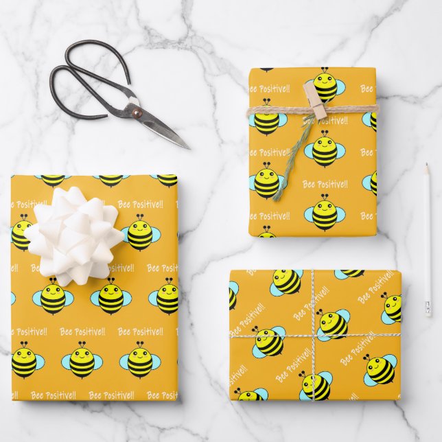 Hoja De Papel De Regalo Abeja Positiva!! (Anverso)