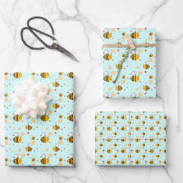 Hoja De Papel De Regalo Abeja y Flores Lindas