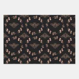 Hoja De Papel De Regalo Abejas de oro con colmenas