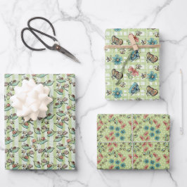 Hoja De Papel De Regalo Abejas, mariposas, flores y licores