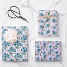 Hoja De Papel De Regalo Abejas, mariposas, flores y licores