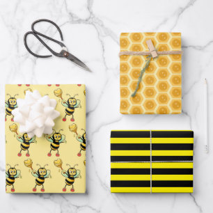 Hoja De Papel De Regalo Abejas melíferas con envoltura de patrón de corazó