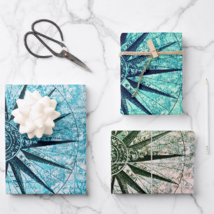 Hoja De Papel De Regalo Abrújula náutica