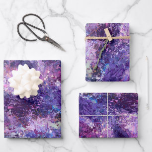 Hoja De Papel De Regalo Abstracción de caídas violetas