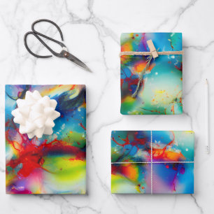 Hoja De Papel De Regalo Abstracción de color azul rojo amarillo verde de c