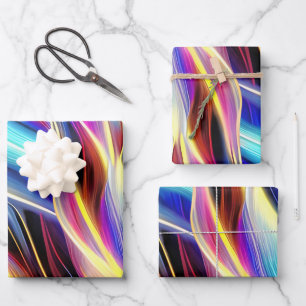Hoja De Papel De Regalo Abstracción de la onda blanca rosa Verde azulada a