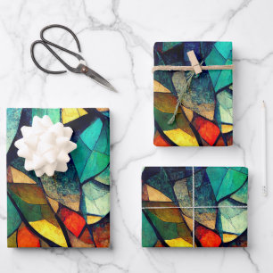 Hoja De Papel De Regalo Abstracción de vidrio manchado colorido