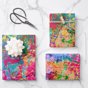 Hoja De Papel De Regalo Abstracción Verde azulada rosa rosa verde amarillo