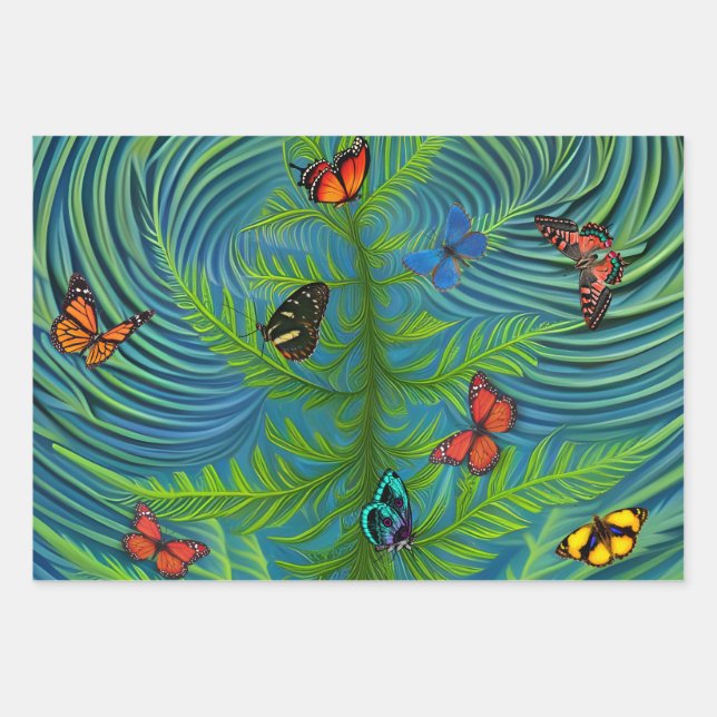 Hoja De Papel De Regalo Abstract Butterfly Dream Garden (Anverso)