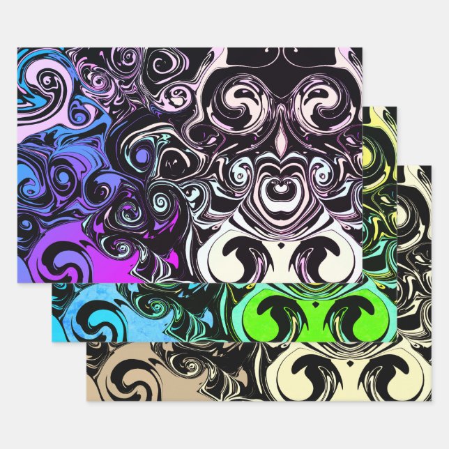 Hoja De Papel De Regalo Abstract colorful swirls  (Set)