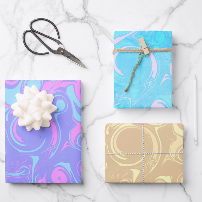 Hoja De Papel De Regalo Abstract colorful swirls  (Anverso)