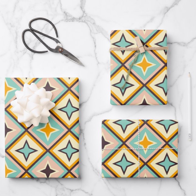 Hoja De Papel De Regalo Abstract geometric pattern with diamond shapes (Anverso)