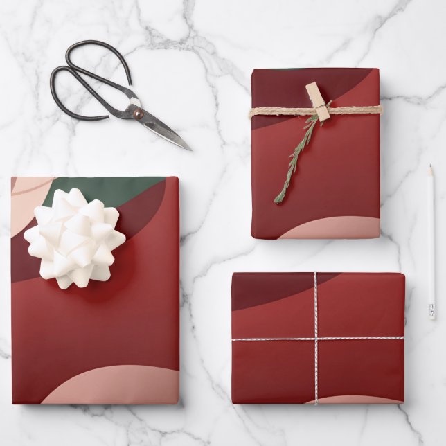 Hoja De Papel De Regalo Abstract Modern Christmas Shapes – Minimal Festive (Anverso)