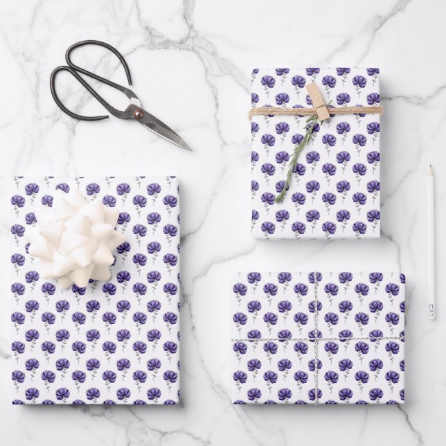 Hoja De Papel De Regalo Abstract Purple Flower Doodle Art Style (Anverso)