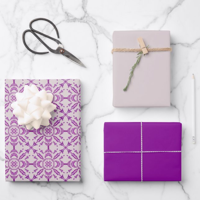 Hoja De Papel De Regalo Abstract Purple Orchid Flower Design Pattern Art (Anverso)