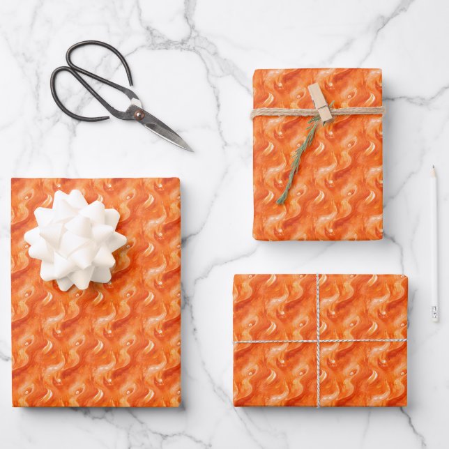 Hoja De Papel De Regalo Abstracto Acuarela Naranja (Anverso)