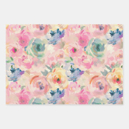 Hoja De Papel De Regalo Abstracto Colorido Pastel Flores Patrón Floral