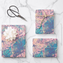 Hoja De Papel De Regalo Abstracto Colorido Patrón Floral de acuarela