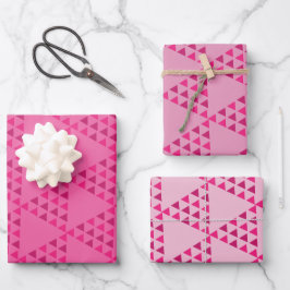 Hoja De Papel De Regalo abstracto geométrico retro rosa moderno de mediado