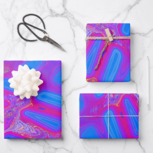 Hoja De Papel De Regalo ABSTRACTO LÍQUIDO POURO ARTE PINTADO Púrpura