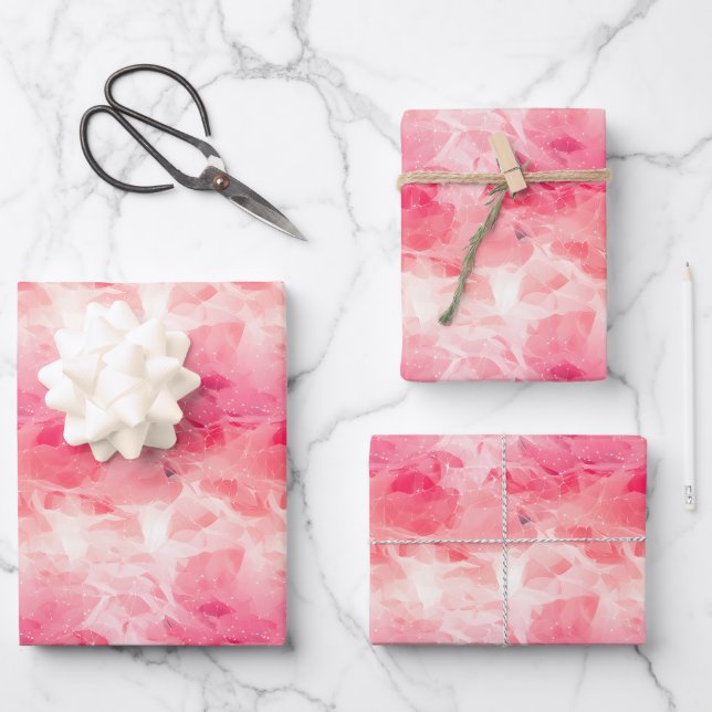 Hoja De Papel De Regalo Abstracto rosa y blanco (Anverso)