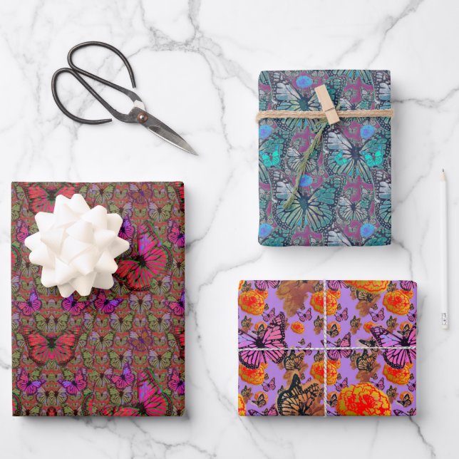 Hoja De Papel De Regalo Abundant Butterflies (Anverso)