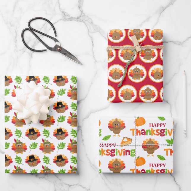 Hoja De Papel De Regalo Acción de Gracias Turquía (Anverso)